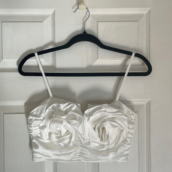 Satin Flower Crop Top - Picture 2 of 6